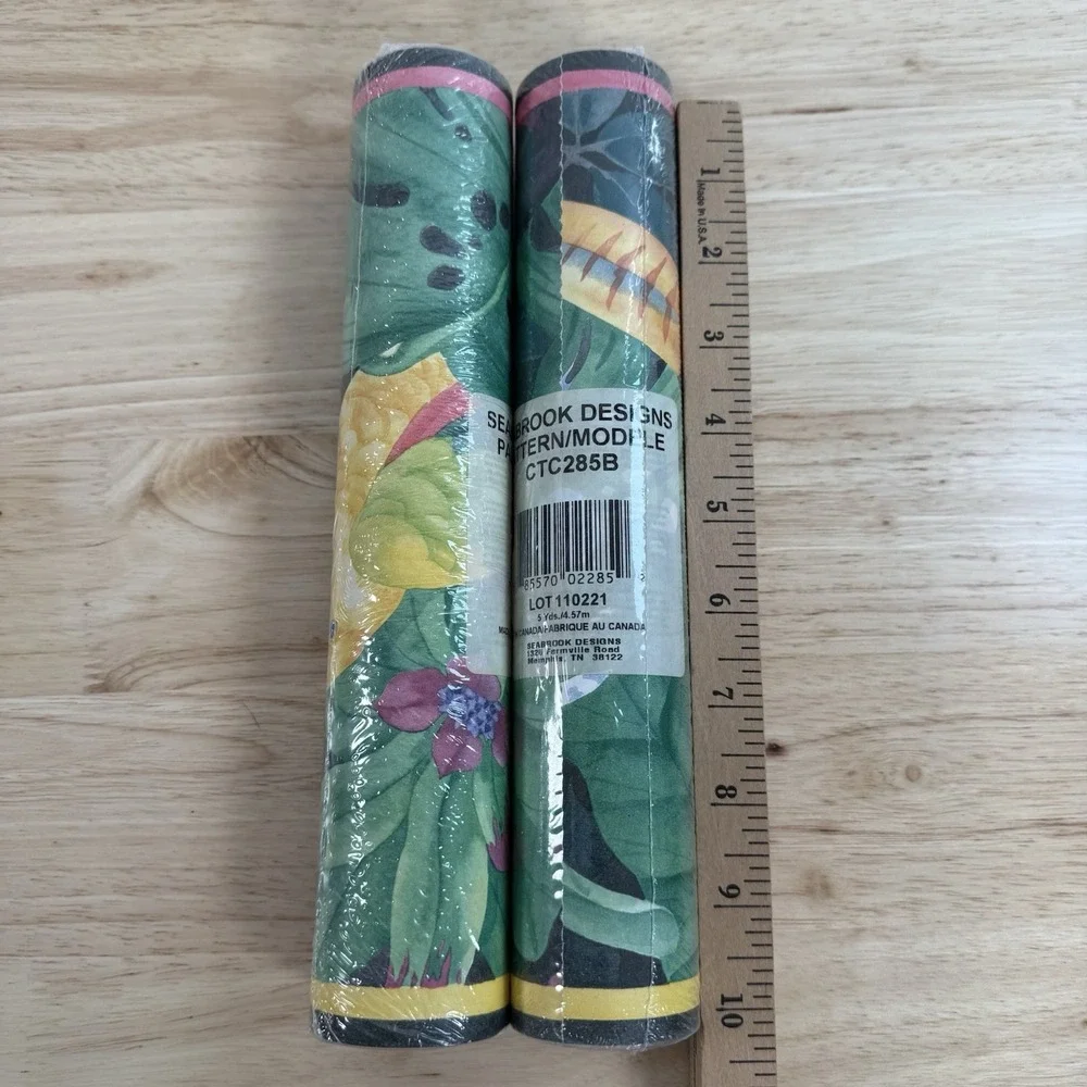 (2) Seabrook Designs Vintage‎ Tropical Border Wallpaper Toucan 10 Yard CTC285B